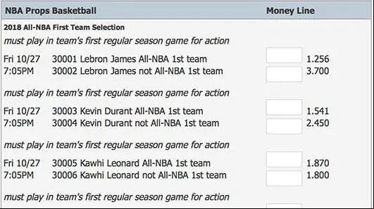 Sign up at 5Dimes online betting site NBA prop betting at 5dimes